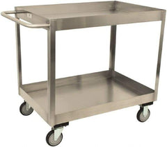 Jamco - 1,200 Lb Capacity, 36" Wide x 24" Long x 35" High Shelf Cart - 2 Shelf, Stainless Steel, 2 Rigid/2 Swivel Casters - Caliber Tooling