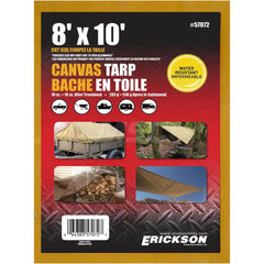 Erickson Manufacturing - Tarps & Dust Covers; Material: Canvas ; Width (Feet): 8.00 ; Grommet: Yes ; Color: Beige ; Length: 10 ; Additional Information: Finished Size May Vary Due to Hem Allowance - Exact Industrial Supply