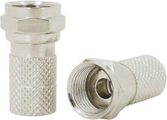 Ideal - Straight, F Type Crimp Coaxial Connector - Compatible with RG6, Brass Contact, Brass Body - Caliber Tooling