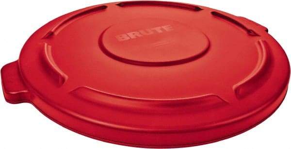 Rubbermaid - Round Lid for Use with 55 Gal Round Trash Cans - Red, Polyethylene, For Brute Trash Cans - Caliber Tooling