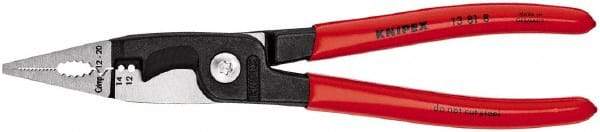 Knipex - 12 AWG to 14 AWG Stripping, 20 AWG Crimping, 19/32" Cutting Capacity Wire Stripper/Crimper - 8" OAL, Plastic Dipped Handle - Caliber Tooling