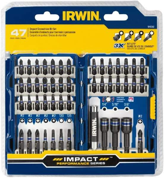 Irwin - 47 Piece, Phillips, Square, Torx, Hex Nutsetter Handle, Drive Set - 1/4 to 3/8" Hex, #1 to #3 - Caliber Tooling