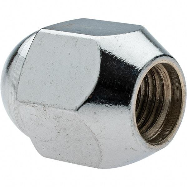 Value Collection - M12-1.5 Chrome Finish Capped Wheel Nut - 21mm Hex, 30mm Overall Length, 60° Seat Angle - Caliber Tooling