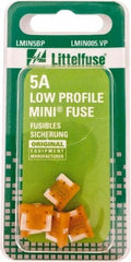 Littelfuse - 5 Amp, Automotive Fuse - 0.429" Long, Orange, Littlefuse LMIN005 - Caliber Tooling