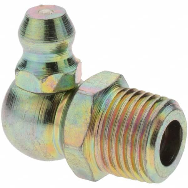 Value Collection - 90° Head Angle, 1/8-27 Standard Grease Fitting - Zinc Plated Finish - Caliber Tooling