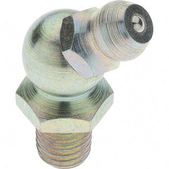 Value Collection - 45° Head Angle, 1/4-28 Taper Thread Grease Fitting - Zinc Plated Finish - Caliber Tooling