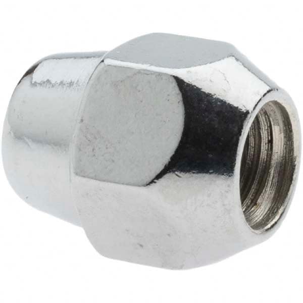 Value Collection - M12-1.5 Chrome Finish Acorn Wheel Nut - 21mm Hex, 27mm Overall Length, 60° Seat Angle - Caliber Tooling