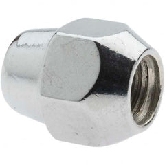 Value Collection - M12-1.5 Chrome Finish Acorn Wheel Nut - 21mm Hex, 27mm Overall Length, 60° Seat Angle - Caliber Tooling