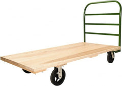 Fairbanks - 2,000 Lb Capacity Hardwood/Steel Platform Truck - Hardwood Deck, 36" OAW, 72" Platform Length, Mold On Rubber Casters - Caliber Tooling