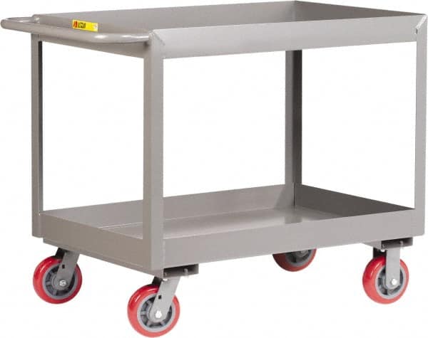 Little Giant - 3,600 Lb Capacity, 24" Wide x 41-1/2" Long x 36-1/2" High Deep Shelf Cart - 2 Shelf, Steel, 2 Rigid/2 Swivel Casters - Caliber Tooling