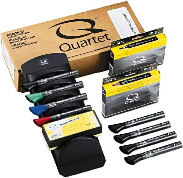 Quartet - 8 Chisel Point Dry Erase Markers - Includes 1 Blue, 1 Green, 1 Red & 5 Black, For Use with Dry Erase Boards - Caliber Tooling