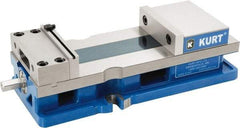 Kurt - 6" Jaw Width, 9" Jaw Opening Capacity, Horizontal Stationary Machine Vise - Reverse Manual Operation, 1 Station, 18.385" Long x 4.86" High x 1-47/64" Deep, 1.735" Jaw Height, 12,600 Lb Max Clamp Force, Ductile Iron - Caliber Tooling