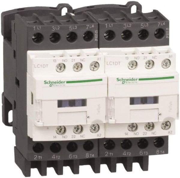 Schneider Electric - 4 Pole, 24 Coil VAC at 50/60 Hz, 25 Amp at 440 VAC, Reversible IEC Contactor - Bureau Veritas, CCC, CSA, CSA C22.2 No. 14, DNV, EN/IEC 60947-4-1, EN/IEC 60947-5-1, GL, GOST, LROS, RINA, RoHS Compliant, UL 508, UL Listed - Caliber Tooling