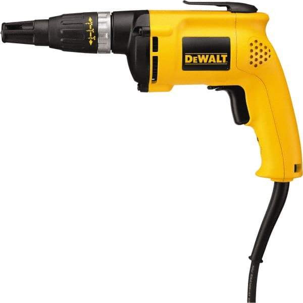 DeWALT - Pistol Grip Handle, 5,300 RPM, 60 In/Lb Torque, Electric Screwdriver - 1/4" Bit Holder, 120 Volts, 6 Amps - Caliber Tooling