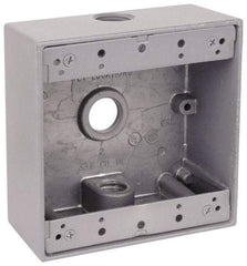 Thomas & Betts - 2 Gang, (3) 3/4" Knockouts, Aluminum Square Outlet Box - 4-9/16" Overall Height x 4-5/8" Overall Width x 2-1/16" Overall Depth, Weather Resistant - Caliber Tooling