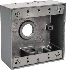 Thomas & Betts - 2 Gang, (4) 3/4" Knockouts, Aluminum Square Outlet Box - 4-9/16" Overall Height x 4-5/8" Overall Width x 2-1/16" Overall Depth, Weather Resistant - Caliber Tooling