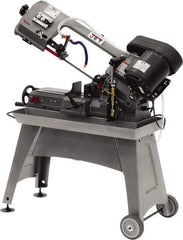 Jet - 5 x 8" Manual Horizontal Bandsaw - 1 Phase, 1/2 hp, 115 Volts, 45° Angle of Vise Rotation, Step Pulley Drive - Caliber Tooling