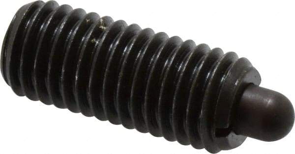 Vlier - 5/8-11, 1-1/2" Thread Length, 5/16" Plunger Projection, Steel Threaded Spring Plunger - 0.308 - 0.31" Max Plunger Diam, 1-1/2" Plunger Length, 10.5 Lb Init End Force, 25.5 Lb Final End Force - Caliber Tooling