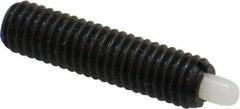 Vlier - 10-32, 3/4" Thread Length, 1/8" Plunger Projection, Steel Threaded Spring Plunger - 0.09 - 0.092" Max Plunger Diam, 3/4" Plunger Length, 1.3 Lb Init End Force, 2.7 Lb Final End Force - Caliber Tooling