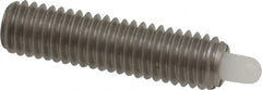 Vlier - 10-32, 3/4" Thread Length, 1/8" Plunger Projection, Stainless Steel Threaded Spring Plunger - 0.09 - 0.092" Max Plunger Diam, 3/4" Plunger Length, 2.9 Lb Init End Force, 11.1 Lb Final End Force - Caliber Tooling