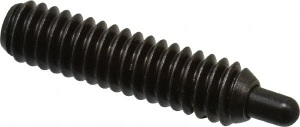 Vlier - 1/4-20, 1" Thread Length, 3/16" Plunger Projection, Steel Threaded Spring Plunger - 0.117 - 0.118" Max Plunger Diam, 1" Plunger Length, 3 Lb Init End Force, 13 Lb Final End Force, 0.079" Hex - Caliber Tooling