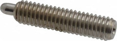 Vlier - 10-32, 3/4" Thread Length, 1/8" Plunger Projection, Stainless Steel Threaded Spring Plunger - 0.091 - 0.092" Max Plunger Diam, 3/4" Plunger Length, 1.3 Lb Init End Force, 2.7 Lb Final End Force, 0.063" Hex - Caliber Tooling