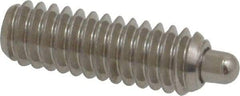 Vlier - 1/4-20, 3/4" Thread Length, 1/8" Plunger Projection, Stainless Steel Threaded Spring Plunger - 0.117 - 0.118" Max Plunger Diam, 3/4" Plunger Length, 2 Lb Init End Force, 9 Lb Final End Force, 0.079" Hex - Caliber Tooling