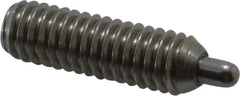 Vlier - 5/16-18, 1" Thread Length, 3/16" Plunger Projection, Stainless Steel Threaded Spring Plunger - 0.133 - 0.135" Max Plunger Diam, 1" Plunger Length, 1.5 Lb Init End Force, 4.5 Lb Final End Force, 0.093" Hex - Caliber Tooling