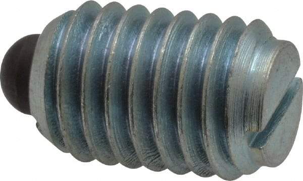 Vlier - 1/2-13, 3/4" Thread Length, 0.151" Plunger Projection, Steel Threaded Spring Plunger - 1/4" Max Plunger Diam, 0.75" Plunger Length, 5 Lb Init End Force, 28 Lb Final End Force - Caliber Tooling