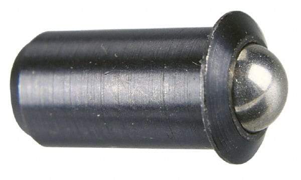 Gibraltar - 0.0786" Body Length x 3/8" Body Diam, 5 Lb Init to 14 Lb Final End Force, Stainless Steel Press Fit Ball Plunger - 5/16" Ball Diam, 0.11" Max Ball Reach, 0.078" Flange Thickness - Caliber Tooling