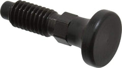 Vlier - 3/8-16, 1/4" Max Plunger Diam, 0.25 Lb Init to 2 Lb Final End Force, Knob Handle Plunger - Delrin Knob, 0.94" Body Length, 3/4" Length Under Head/Shoulder, 0.18" Plunger Projection - Caliber Tooling