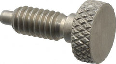 Vlier - 1/4-20, 1/2" Thread Length, 0.123" Max Plunger Diam, 1 Lb Init to 4 Lb Final End Force, Knob Handle Plunger - Knurled Knob, 0.79" Body Length, 1/2" Length Under Head/Shoulder, 1/8" Plunger Projection - Caliber Tooling