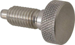 Vlier - 1/2-13, 7/8" Thread Length, 1/4" Max Plunger Diam, 1 Lb Init to 10 Lb Final End Force, Knob Handle Plunger - Knurled Knob, 1.13" Body Length, 7/8" Length Under Head/Shoulder, 1/4" Plunger Projection - Caliber Tooling