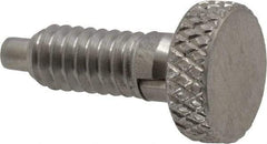 Vlier - 1/4-20, 0.4" Thread Length, 0.123 to 1/8" Max Plunger Diam, 0.5 Lb Init to 2 Lb Final End Force, Locking Knob Handle Plunger - Knurled Knob, 0.53" Length Under Head/Shoulder, 1/8" Plunger Projection - Caliber Tooling