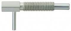 Gibraltar - M12x1.75, 1.11" Thread Length, 7mm Plunger Diam, 4.5 N Init to 22.3 N Final End Force, Stainless Steel Locking L Handle Plunger - 54mm Body Length, 32mm Length Under Head, Locking Element, 19mm Plunger Projection - Caliber Tooling