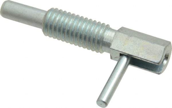 Vlier - 1/2-13, 1.1" Thread Length, 0.31" Plunger Diam, 1 Lb Init to 5 Lb Final End Force, Steel Locking L Handle Plunger - 2.11" Body Length, 1-1/4" Length Under Head, 3/4" Plunger Projection - Caliber Tooling