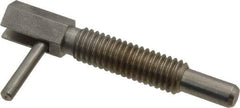 Vlier - 3/8-16, 1.18" Thread Length, 1/4" Plunger Diam, 0.75 Lb Init to 3.75 Lb Final End Force, Stainless Steel Locking L Handle Plunger - 2" Body Length, 1.31" Length Under Head, Locking Element, 0.56" Plunger Projection - Caliber Tooling