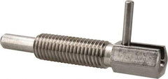 Vlier - 5/8-11, 1.82" Thread Length, 0.38" Plunger Diam, 1 Lb Init to 5 Lb Final End Force, Stainless Steel Locking L Handle Plunger - 3.05" Body Length, 2" Length Under Head, Locking Element, 1" Plunger Projection - Caliber Tooling