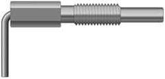 Vlier - 5/8-11, 1.82" Thread Length, 0.38" Plunger Diam, 1 Lb Init to 5 Lb Final End Force, Stainless Steel L Handle Plunger - 3.05" Body Length, 2" Length Under Head, Locking Element, 1" Plunger Projection - Caliber Tooling