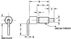 Vlier - 1/4-20, 1/2" Thread Length, 0.16" Plunger Diam, 0.12 Lb Init to 0.5 Lb Final End Force, Steel L Handle Plunger - 3/4" Body Length, 1/2" Length Under Head, 0.2" Plunger Projection - Caliber Tooling