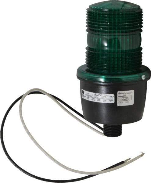 Federal Signal Corp - 120 VAC, 4X NEMA Rated, Strobe Tube, Green, Low Profile Mini Strobe Light - 65 to 95 Flashes per min, 1/2 Inch Pipe, 3-1/8 Inch Diameter, 5.8 Inch High, IP66 Ingress Rating, Pipe Mount - Caliber Tooling