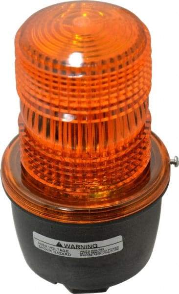 Federal Signal Corp - 120 VAC, 4X NEMA Rated, Strobe Tube, Amber, Low Profile Mini Strobe Light - 65 to 95 Flashes per min, 1/2 Inch Pipe, 3-1/8 Inch Diameter, 5.7 Inch High, IP66 Ingress Rating, Pipe Mount - Caliber Tooling