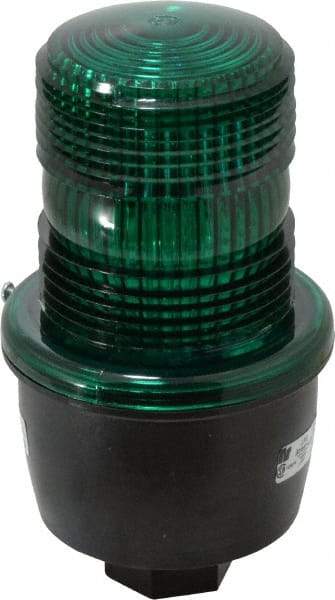 Federal Signal Corp - 120 VAC, 4X NEMA Rated, Strobe Tube, Green, Low Profile Mini Strobe Light - 65 to 95 Flashes per min, 1/2 Inch Pipe, 3-1/8 Inch Diameter, 5.7 Inch High, IP66 Ingress Rating, Pipe Mount - Caliber Tooling