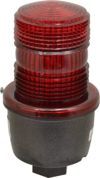 Federal Signal Corp - 120 VAC, 4X NEMA Rated, Strobe Tube, Red, Low Profile Mini Strobe Light - 65 to 95 Flashes per min, 1/2 Inch Pipe, 3-1/8 Inch Diameter, 5.7 Inch High, IP66 Ingress Rating, Pipe Mount - Caliber Tooling