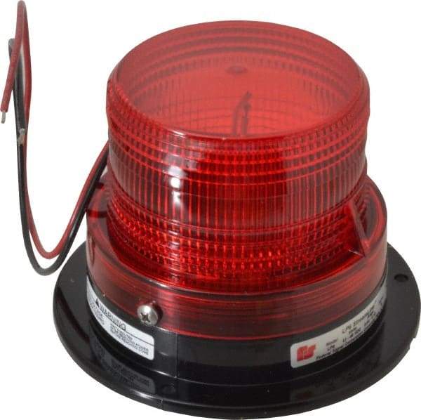 Federal Signal Corp - 12 to 48 VDC, 4X NEMA Rated, Strobe Tube, Red, Low Profile Mini Strobe Light - 65-95 Flashes per min, 5 Inch Diameter, 3-5/8 Inch High, IP65 Ingress Rating, Surface Mount - Caliber Tooling