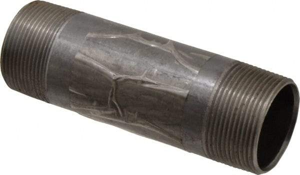 B&K Mueller - Schedule 40, 1-1/2" Diam x 5-1/2" Long Steel Black Pipe Nipple - Threaded - Caliber Tooling