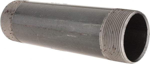 B&K Mueller - Schedule 40, 2" Diam x 8" Long Steel Black Pipe Nipple - Threaded - Caliber Tooling