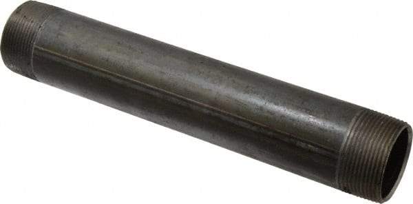 B&K Mueller - Schedule 40, 1-1/2" Diam x 10" Long Steel Black Pipe Nipple - Threaded - Caliber Tooling