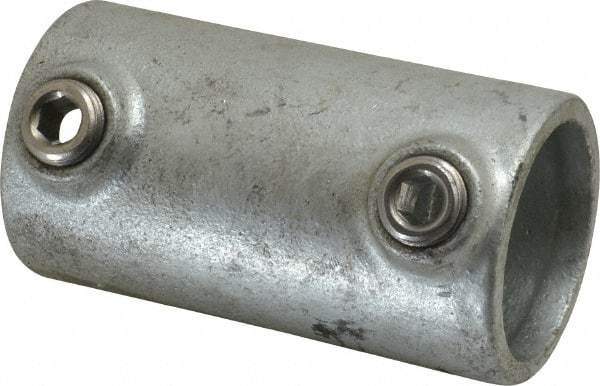 PRO-SAFE - 1-1/4" Pipe, Malleable Iron Straight Coupling Pipe Rail Fitting - Galvanized Finish - Caliber Tooling