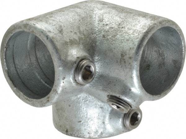 PRO-SAFE - 1" Pipe, 90° Side Outlet Elbow, Malleable Iron Elbow Pipe Rail Fitting - Galvanized Finish - Caliber Tooling